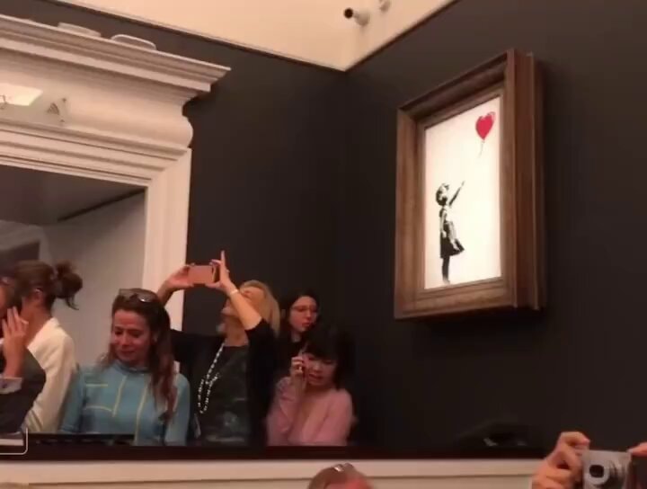 Banksy self-destructing artwork Banksy self-destructing artwork