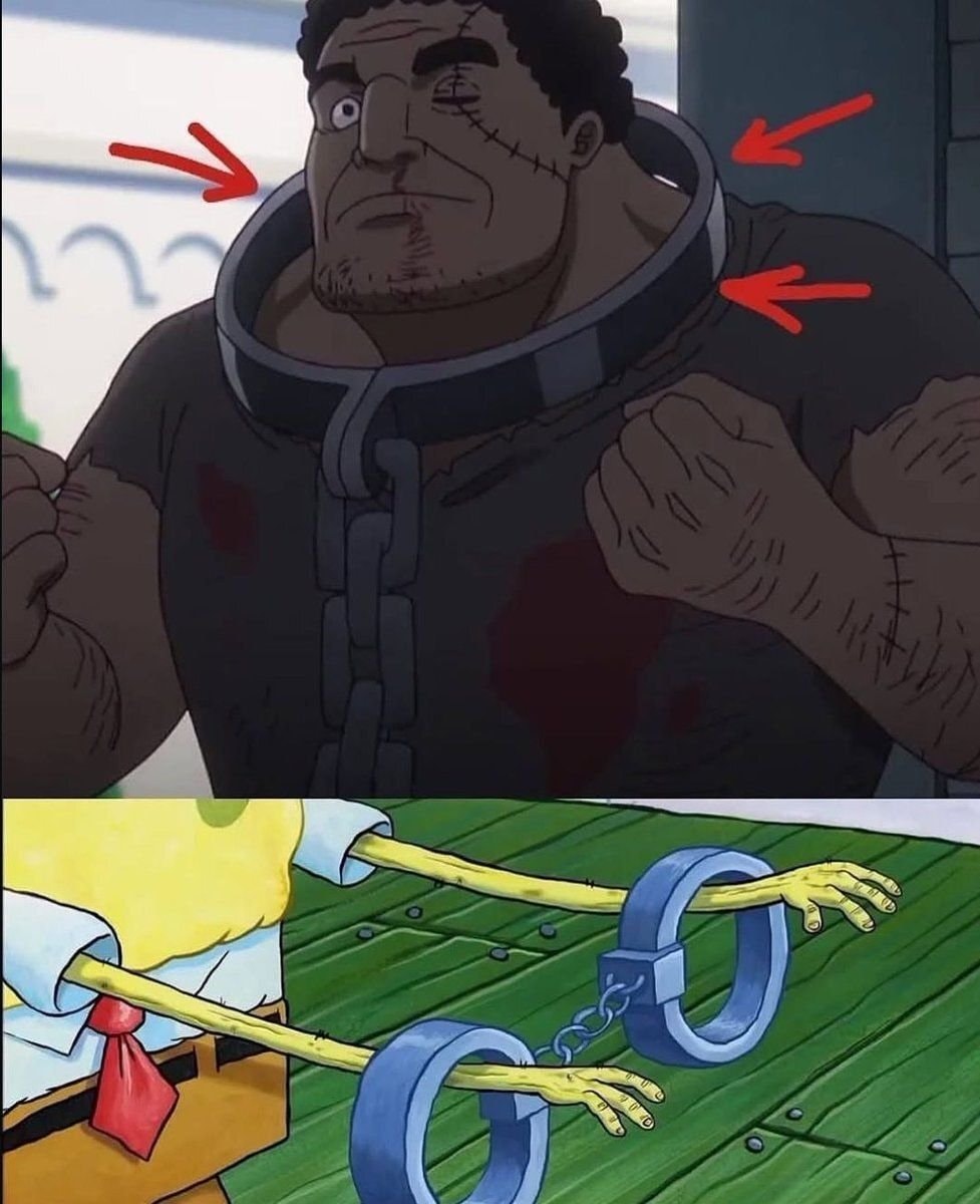 Anime character vs SpongeBob struggle