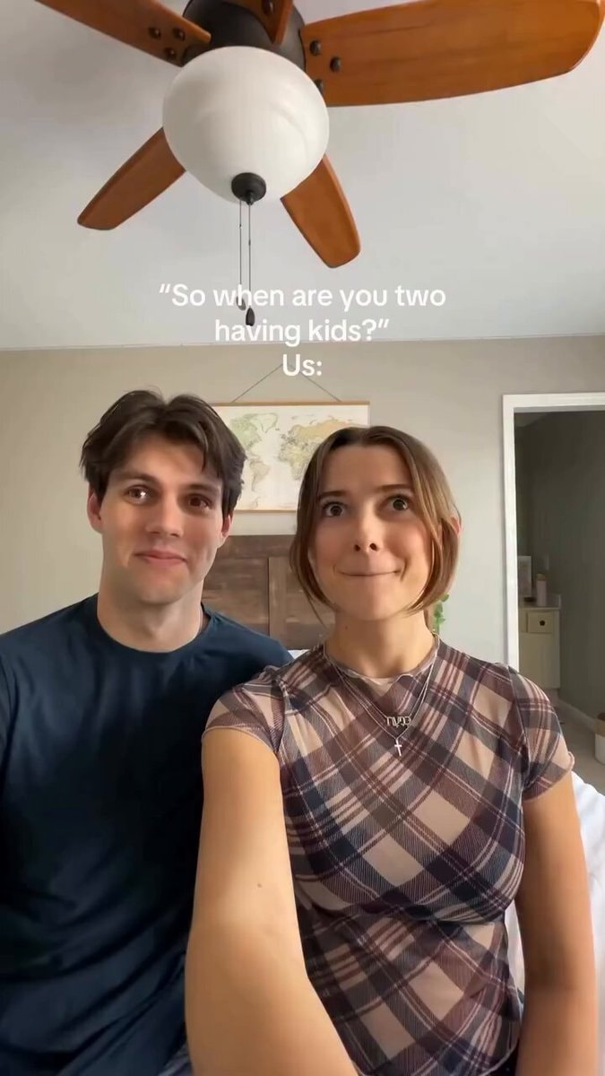 Couple reaction to having kids question