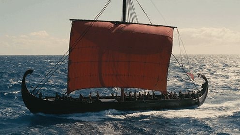 Viking longship red sail GIF Viking longship red sail GIF