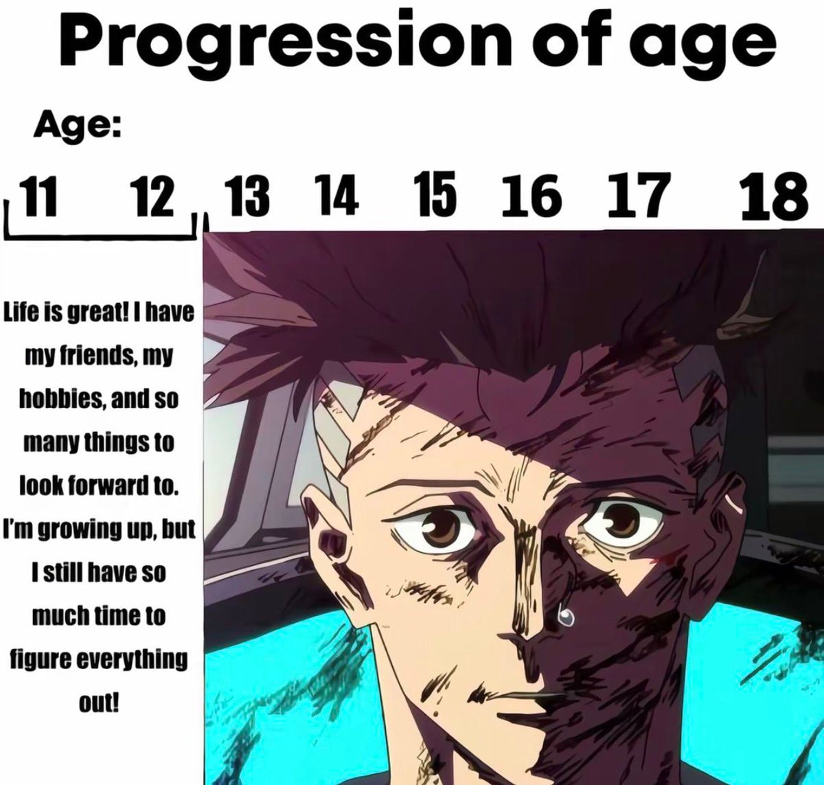meme about the progression of age