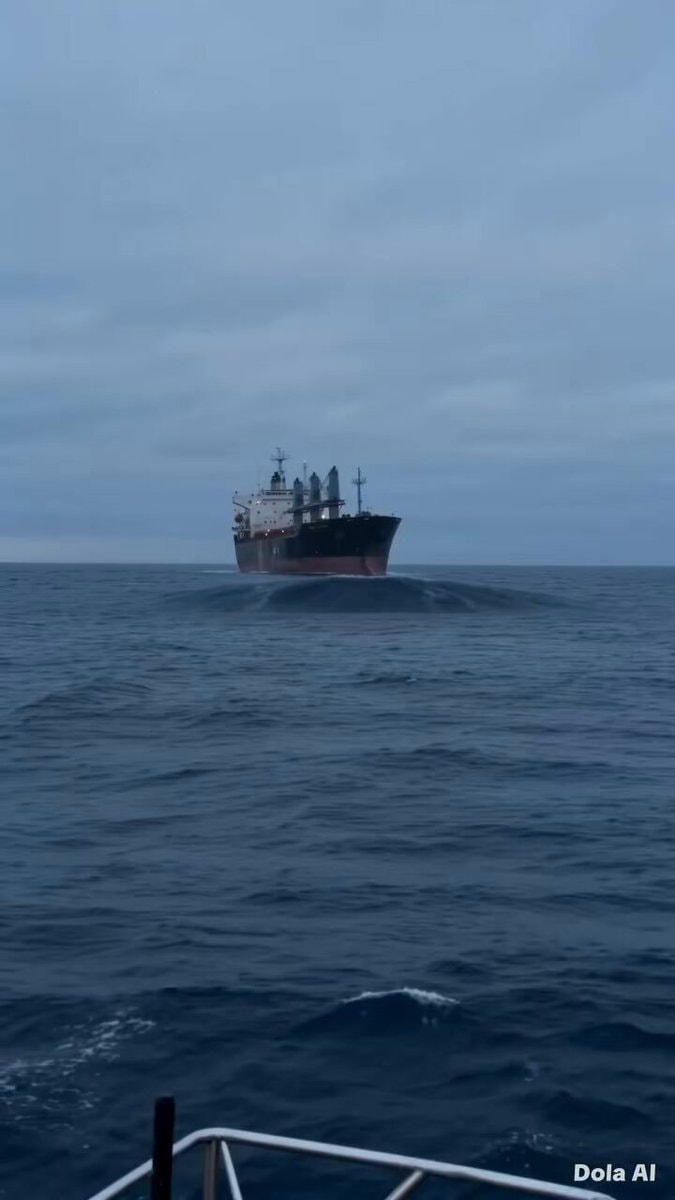 cargo ship on a large swell