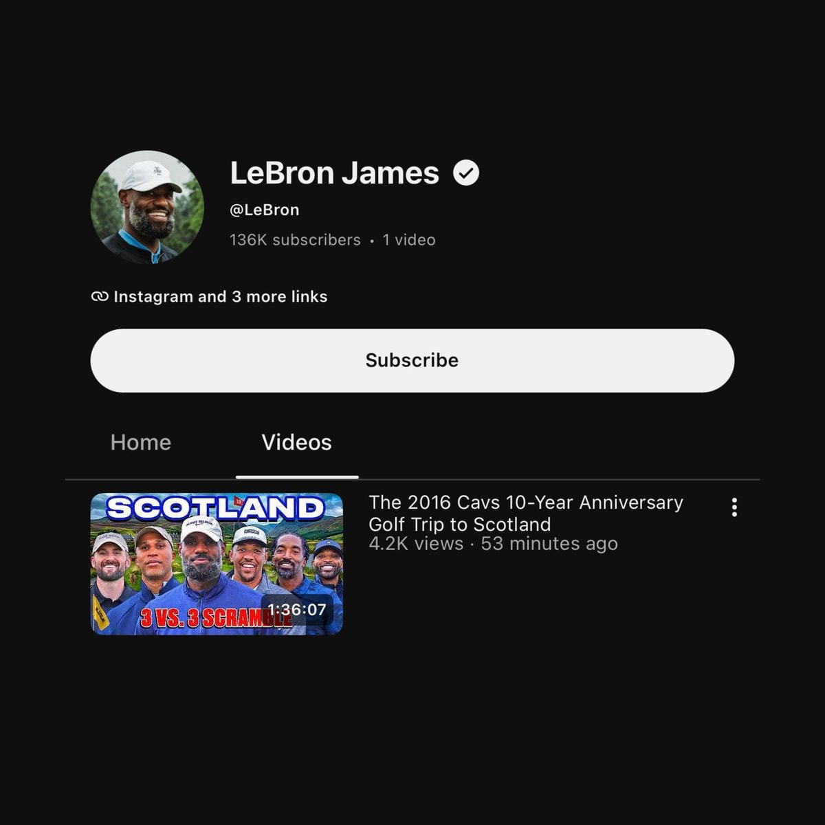 LeBron James YouTube channel first video Cavs Scotland (photo 2 of 2)