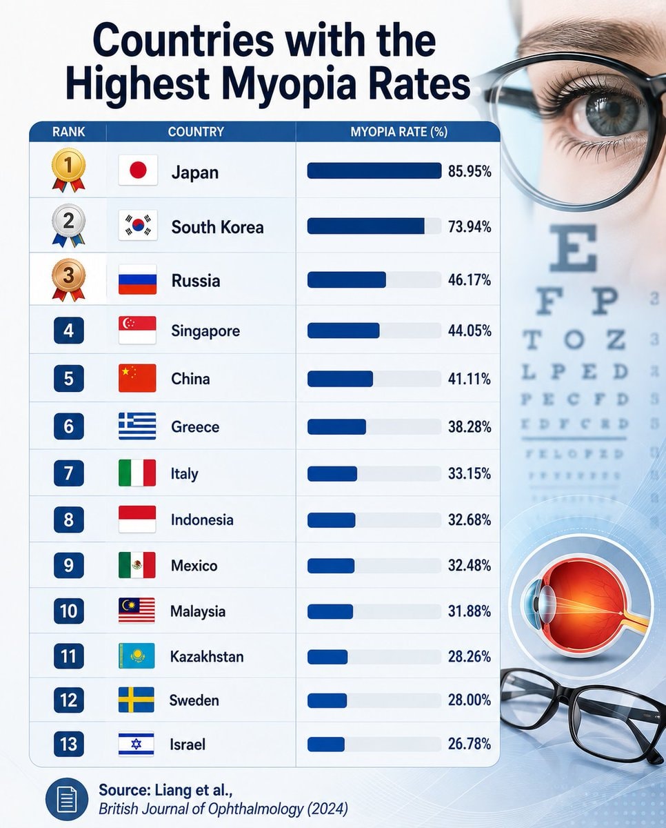 Highest Myopia Rates by Country Highest Myopia Rates by Country