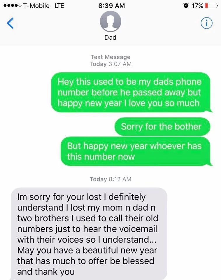 Dad's number grief text