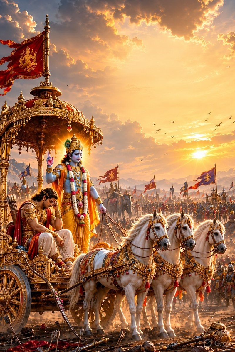 Krishna Arjuna chariot Jai Shri Krishna