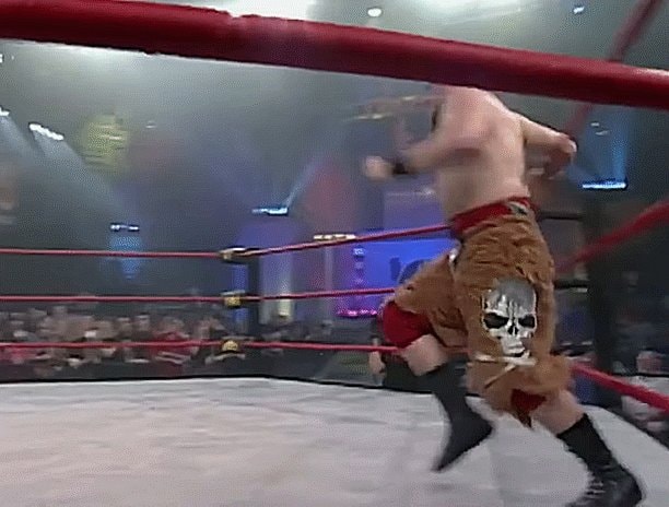 wrestler mid-action