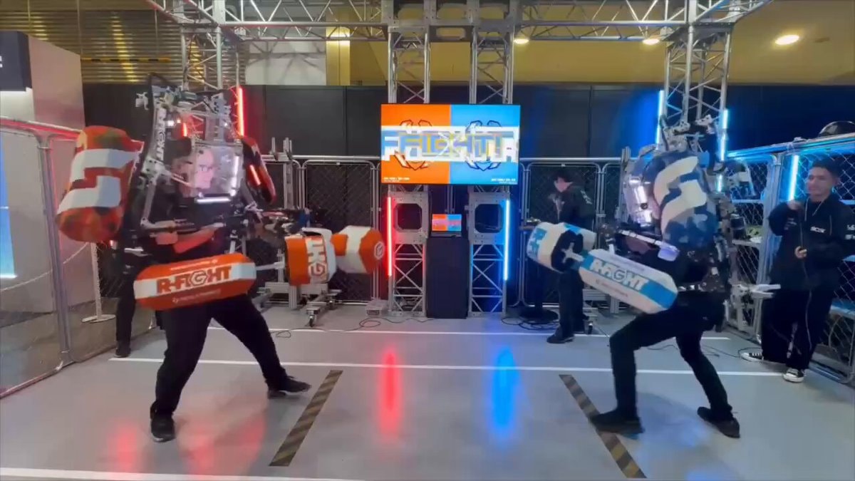giant robotic exoskeleton fights Japan