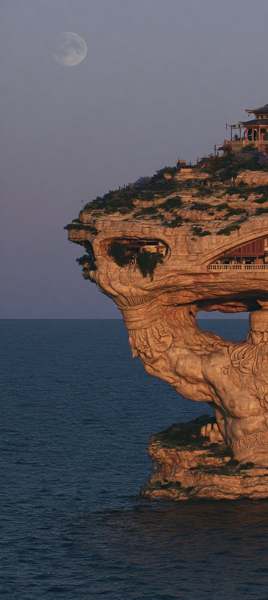 Midjourney 8.2 giant cliffside architecture