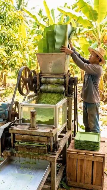 Banana leaf shredding for eco-friendly trays Banana leaf shredding for eco-friendly trays