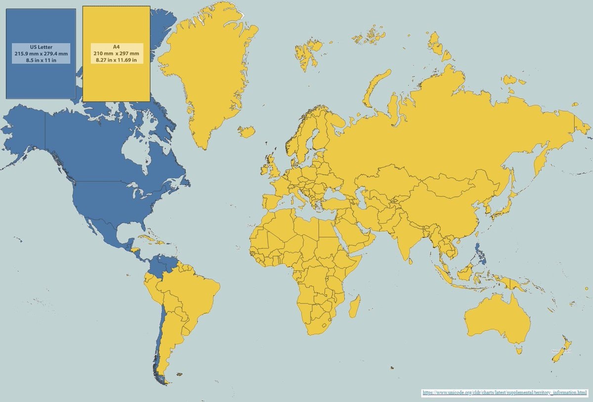 world map showing paper sizes world map showing paper sizes
