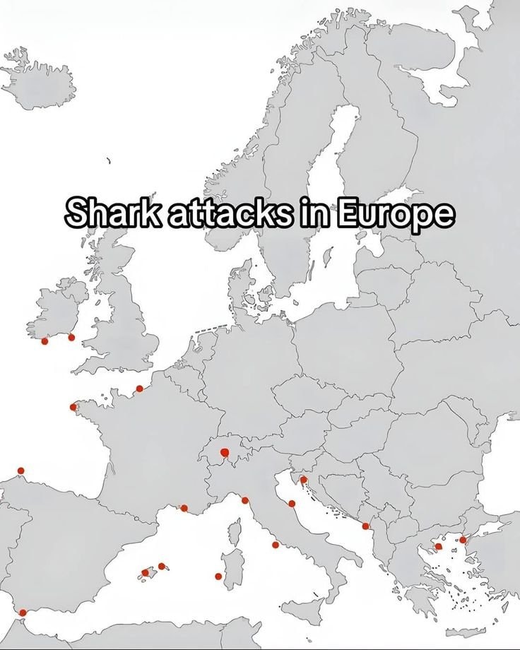 Shark attacks in Europe map