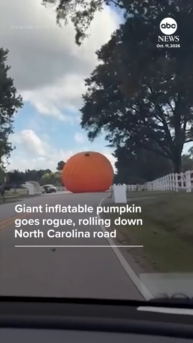 Giant inflatable pumpkin rolling in North Carolina