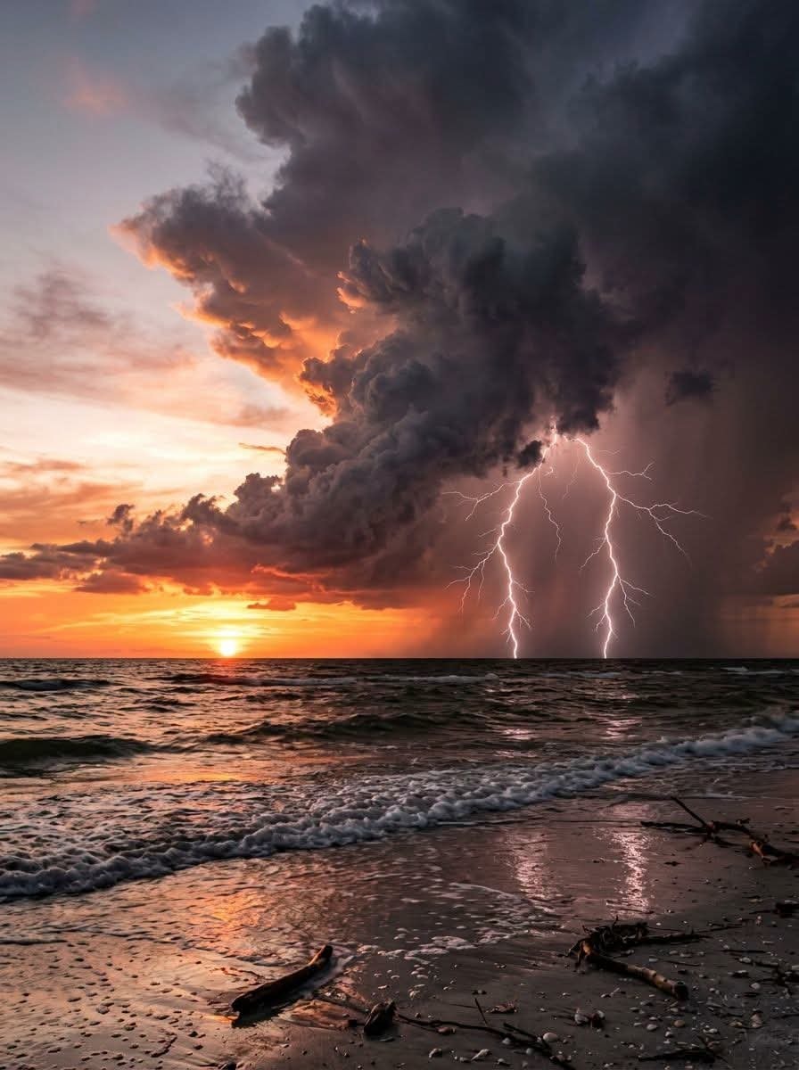 Lido Beach sunset storm
