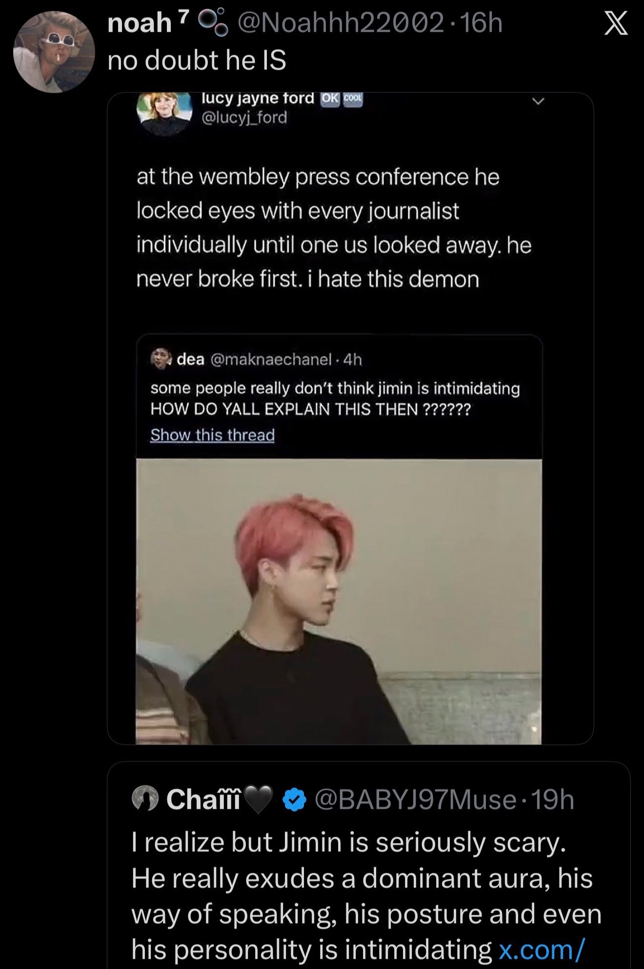 Jimin intimidating gaze