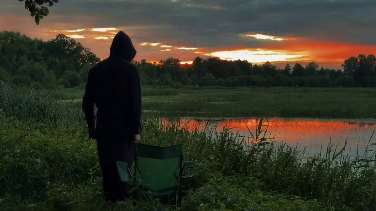 sunset over marshy lake