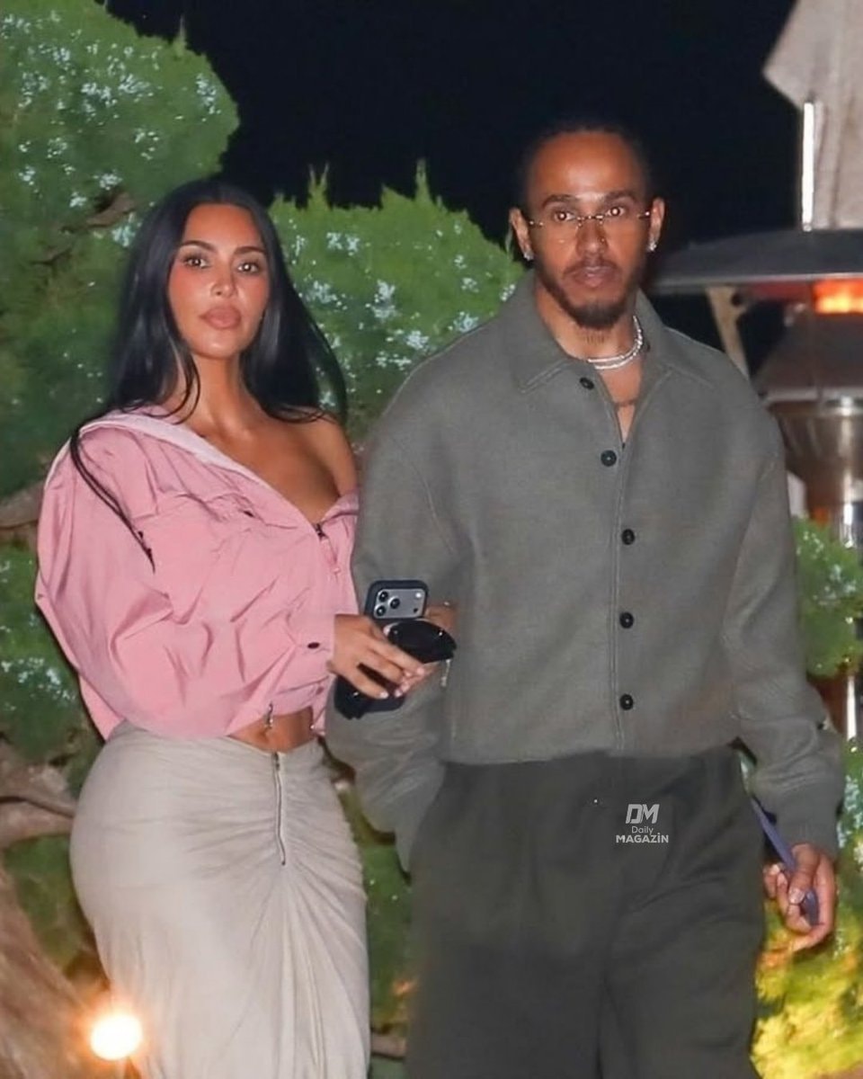 Kim Kardashian and Lewis Hamilton out at night