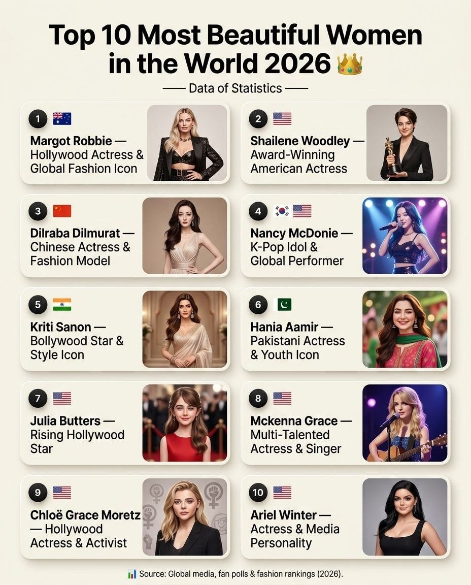 Top 10 Most Beautiful Women 2026