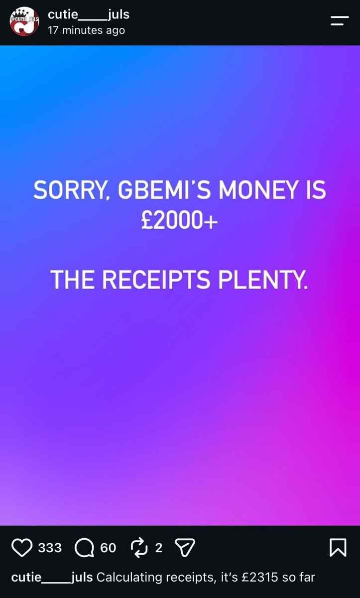 Cutie Juls Sheggz Gbemi debt