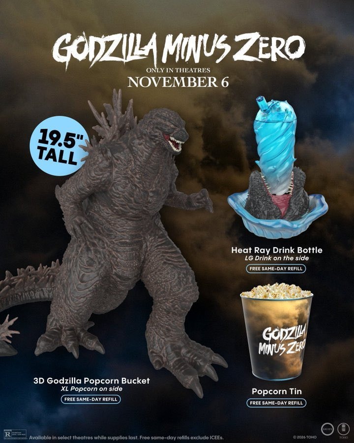 Godzilla Minus Zero popcorn bucket and cup