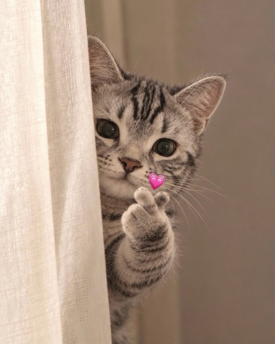 tabby kitten finger heart (photo 1 of 2)