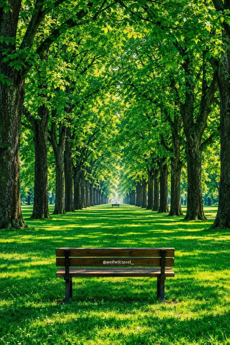 park pathway with benches