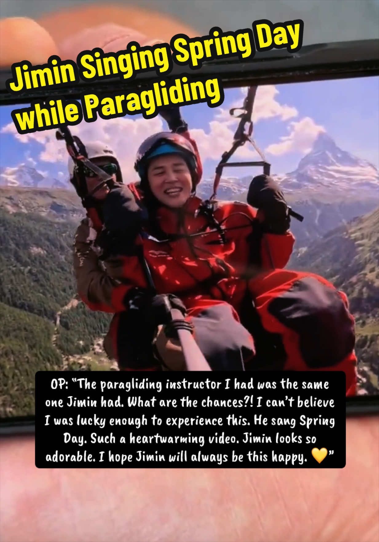 Jimin paragliding Zermatt Spring Day