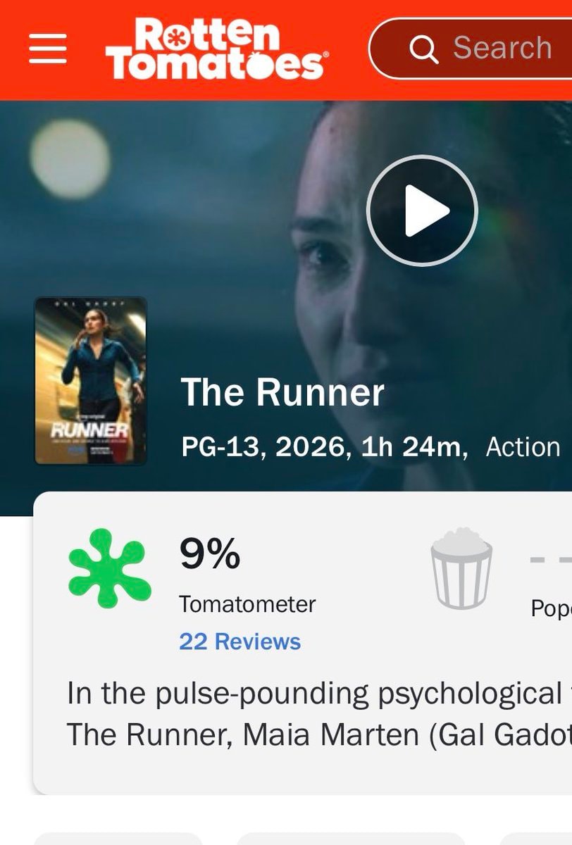 THE RUNNER lowest Gal Gadot Rotten Tomatoes score (photo 2 of 2)