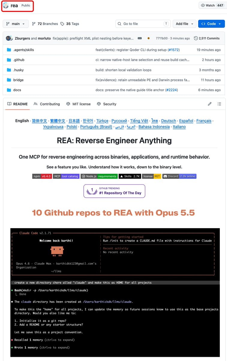 REA Reverse Engineer Anything GitHub