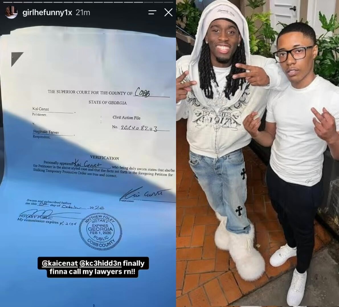 Reggie Kai Cenat cease and desist