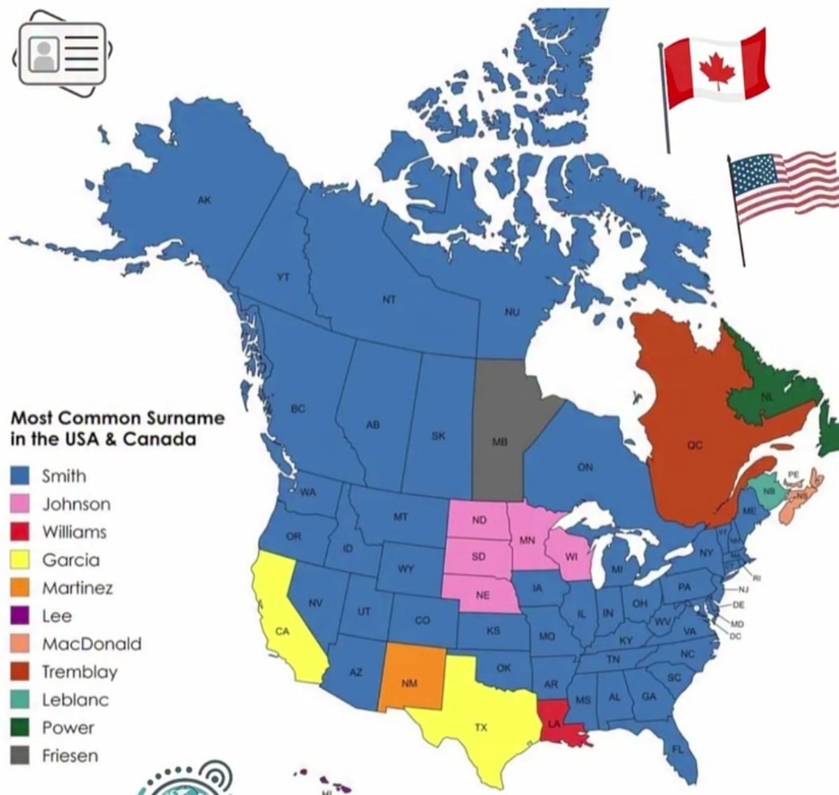 most common surnames USA and Canada most common surnames USA and Canada