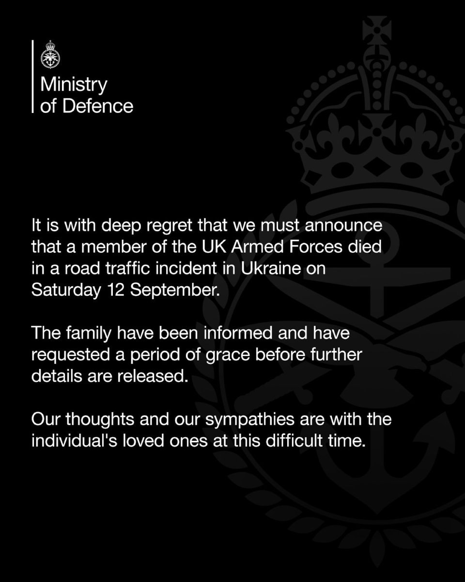UK MoD Ukraine fatality announcement