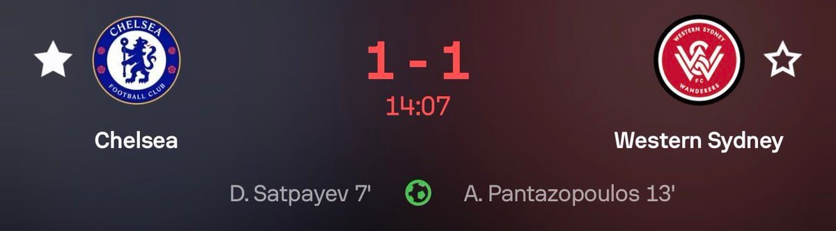 Western Sydney soccer match Chelsea 1-1