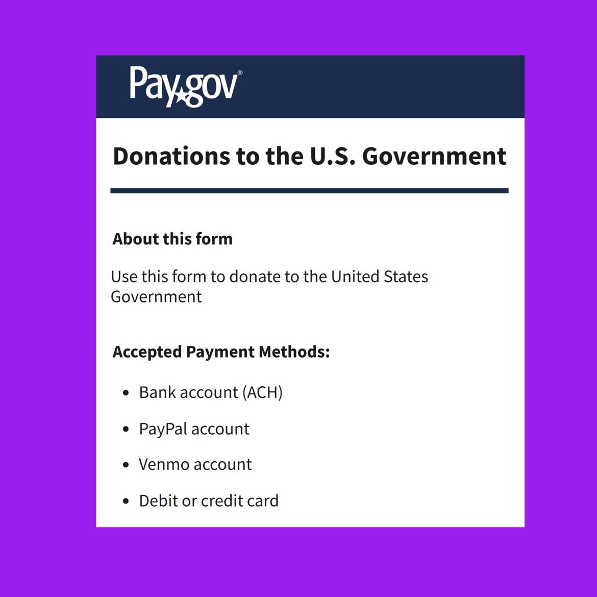 US Government National Debt Donations (photo 2 of 2)