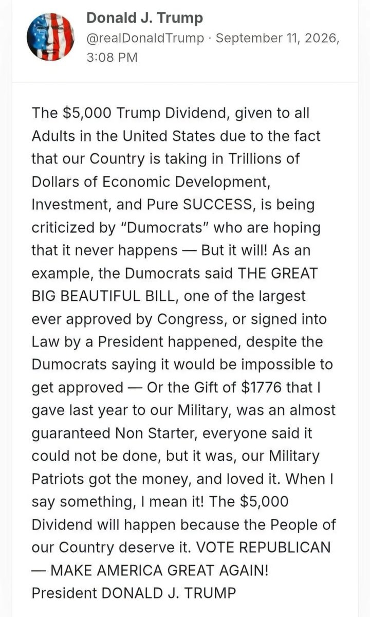 Trump $5000 dividend