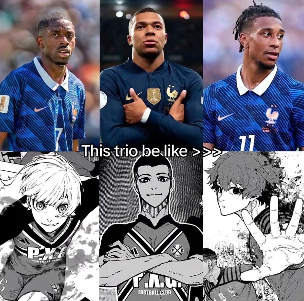 Real life vs Blue Lock trio