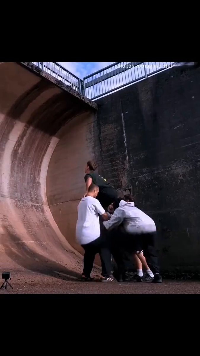 Group at skate ramp tunnel