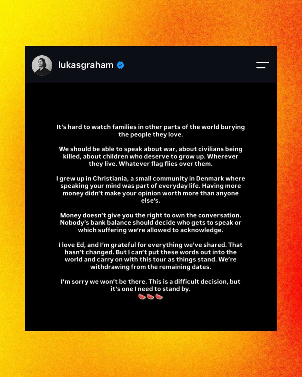 Lukas Graham exits Ed Sheeran tour (photo 2 of 2)