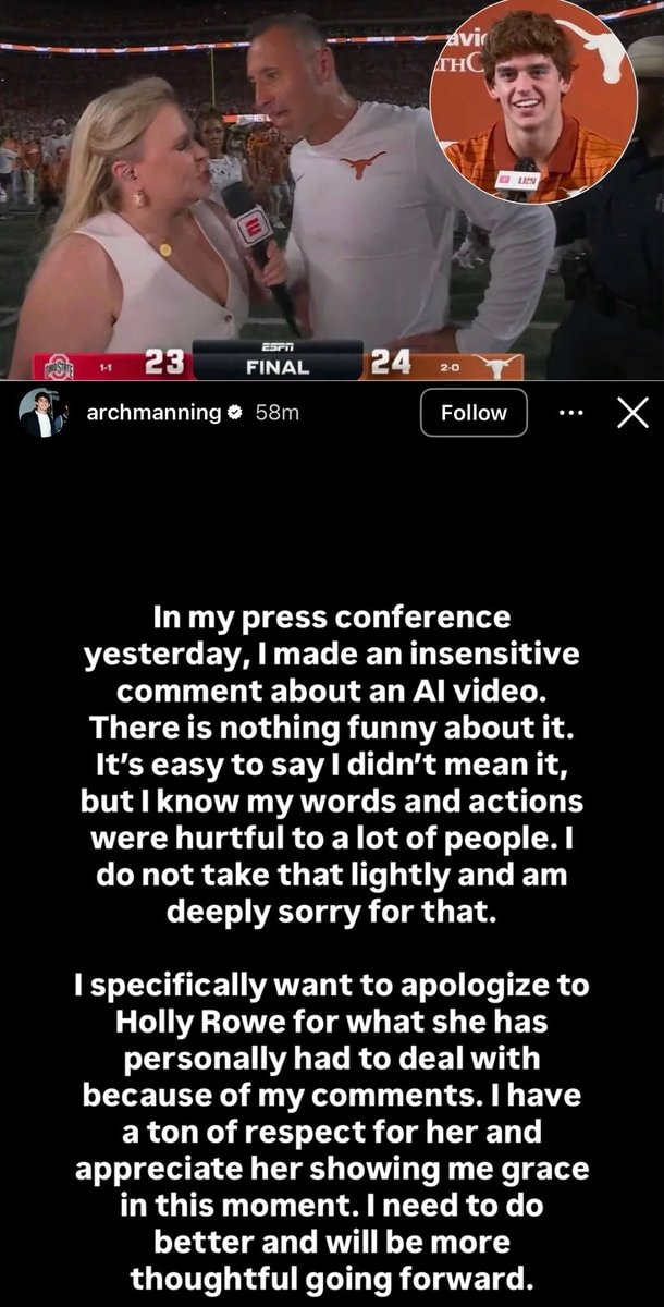 Arch Manning press conference apology Arch Manning press conference apology