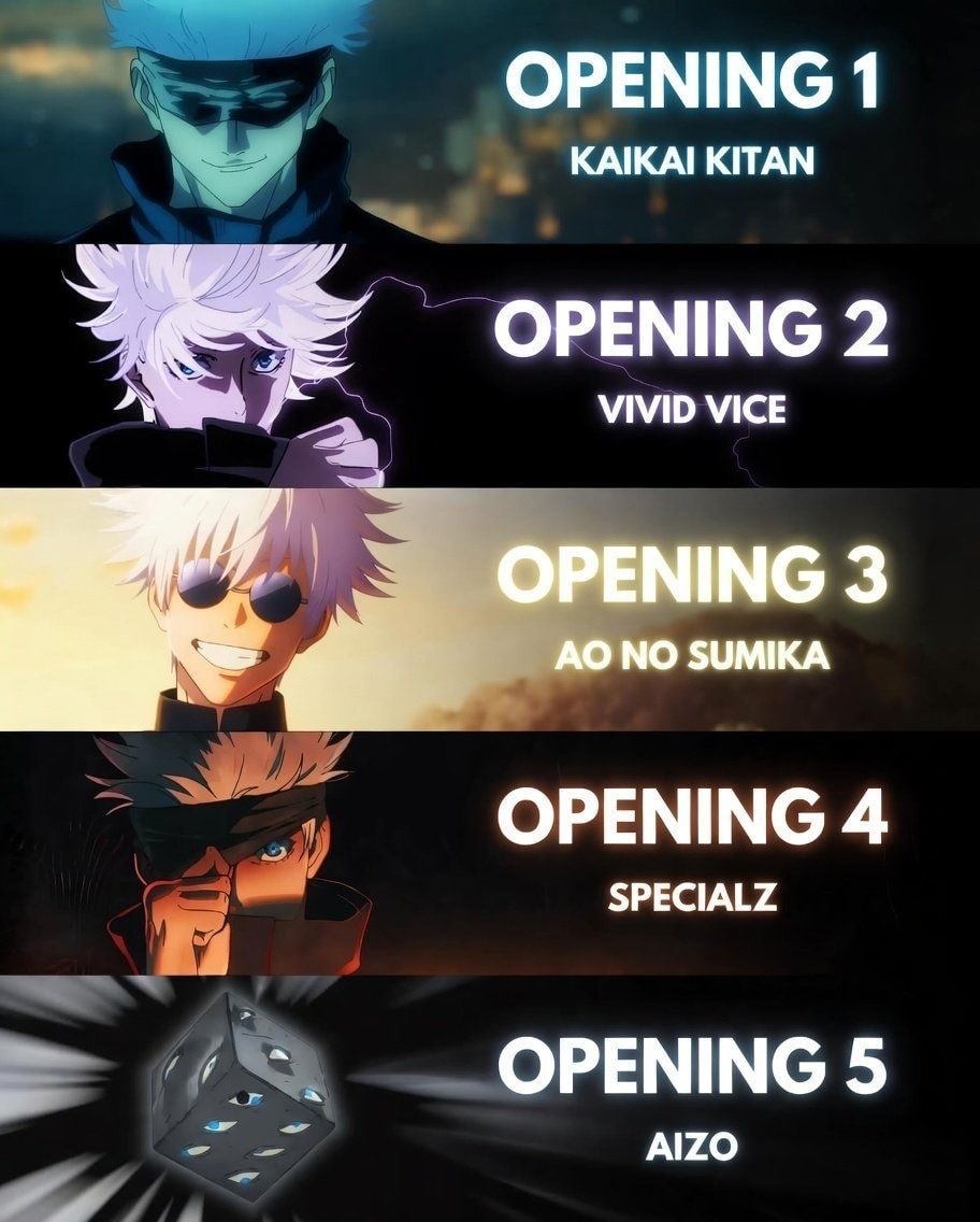 Jujutsu Kaisen Openings 1-5 Jujutsu Kaisen Openings 1-5