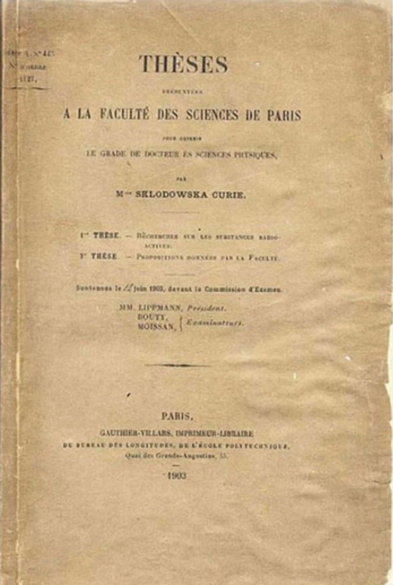 Marie Curie doctoral thesis 1903 Marie Curie doctoral thesis 1903