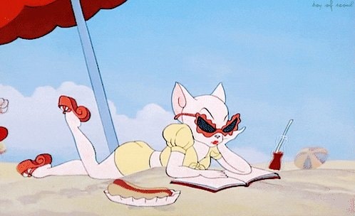 cartoon cat at the beach ⛱️