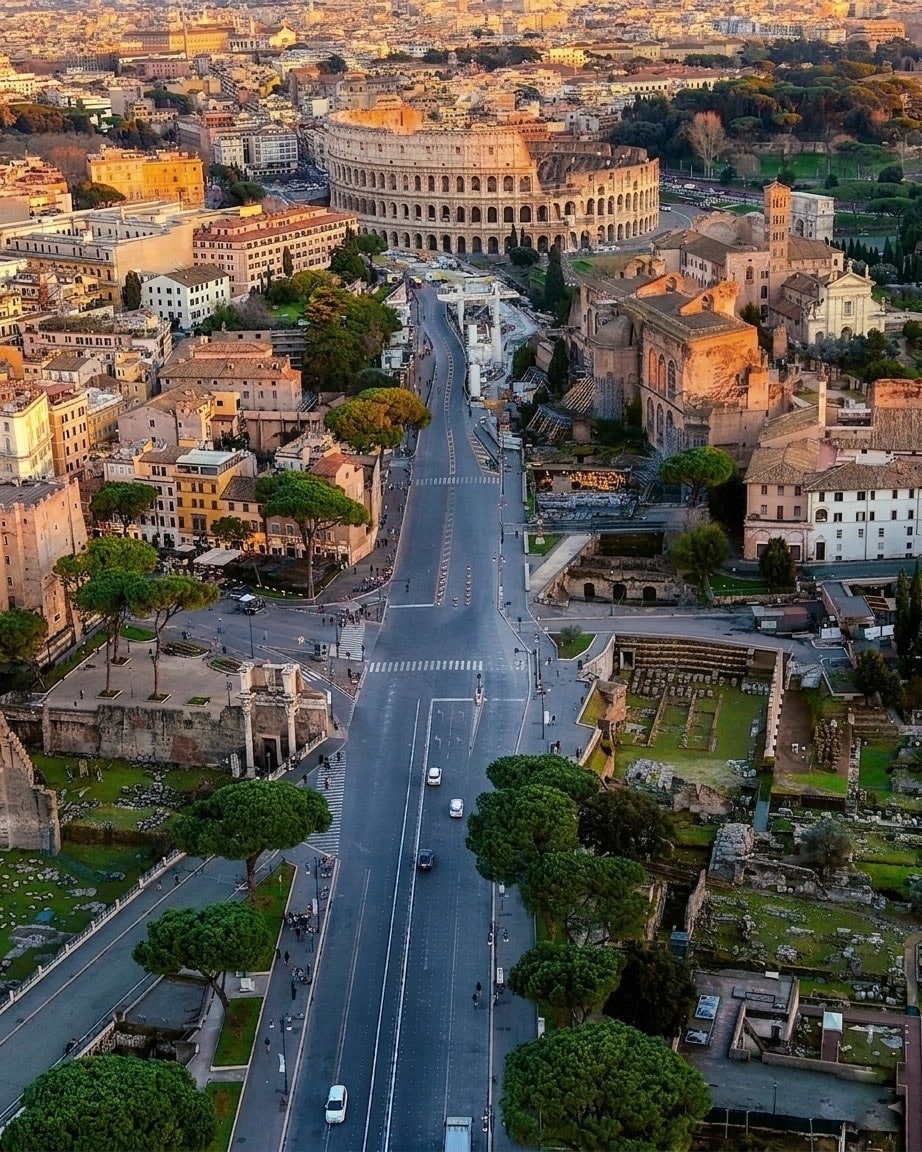 Rome Colosseum Aerial View