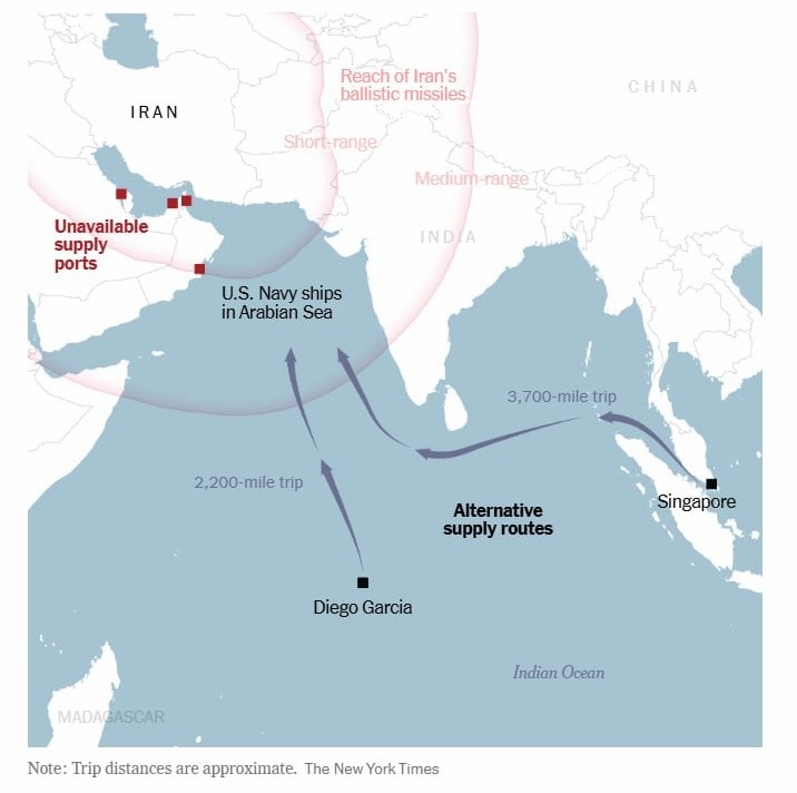 US warships in Arabian Sea logistics crisis US warships in Arabian Sea logistics crisis