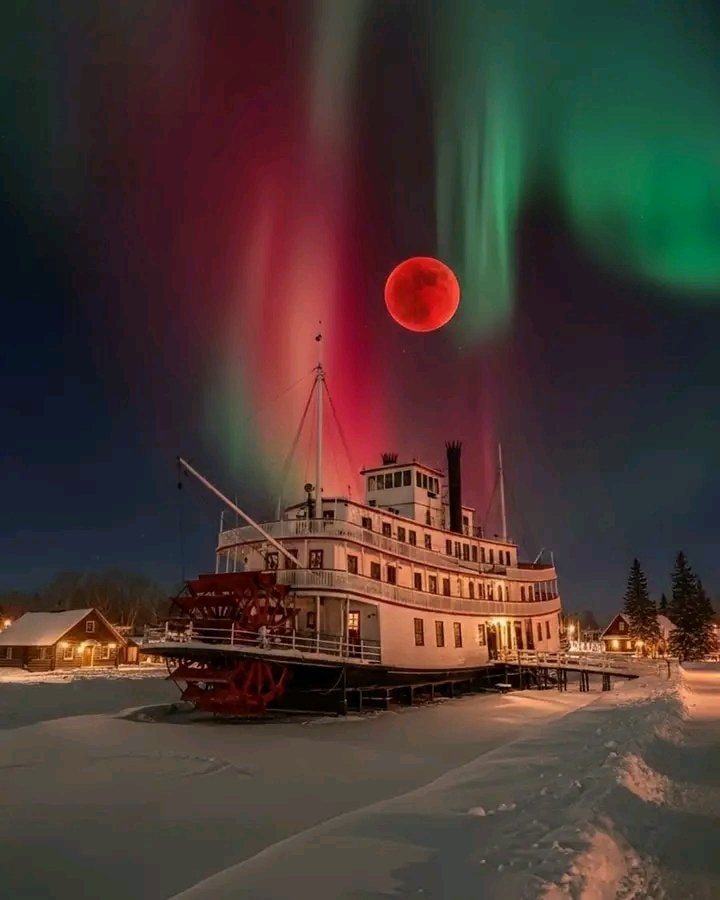 Red Moon Aurora Borealis Alaska