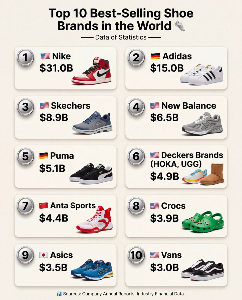 Top 10 Best-Selling Shoe Brands Top 10 Best-Selling Shoe Brands