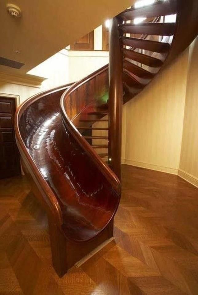 spiral staircase with slide