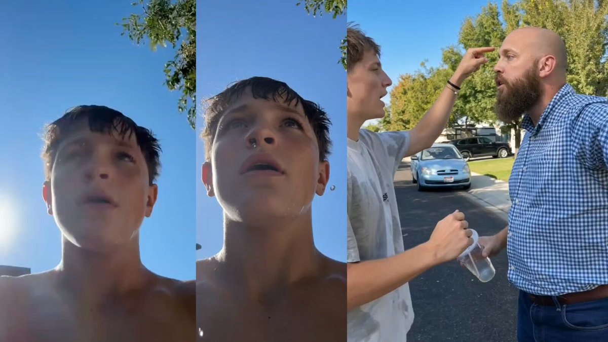 Adults confront teens over iced tea throw