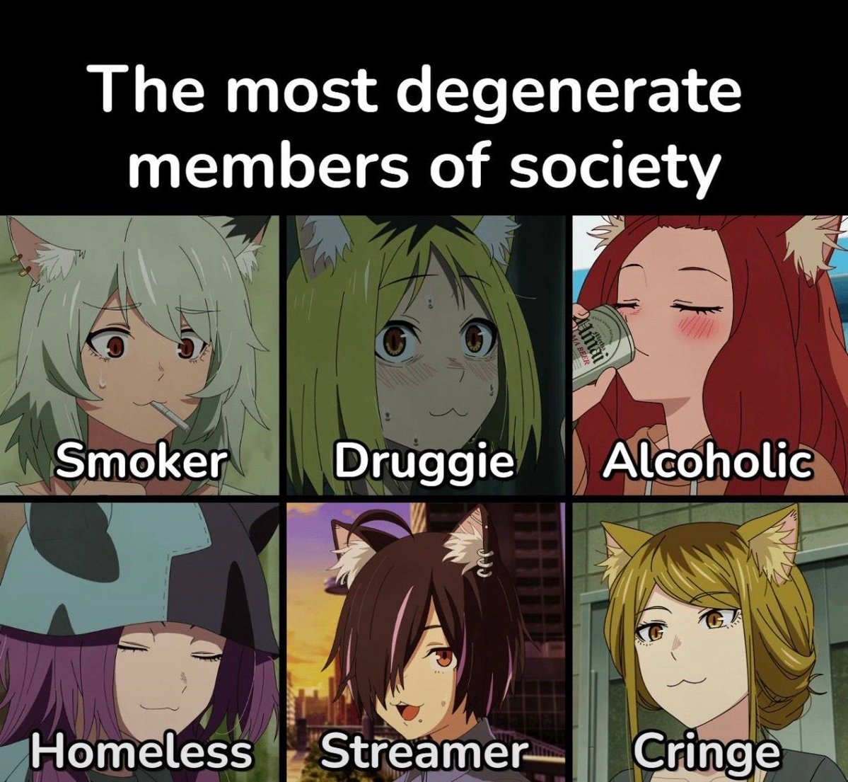Anime meme degenerate members