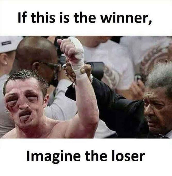 Boxer victory with text overlay